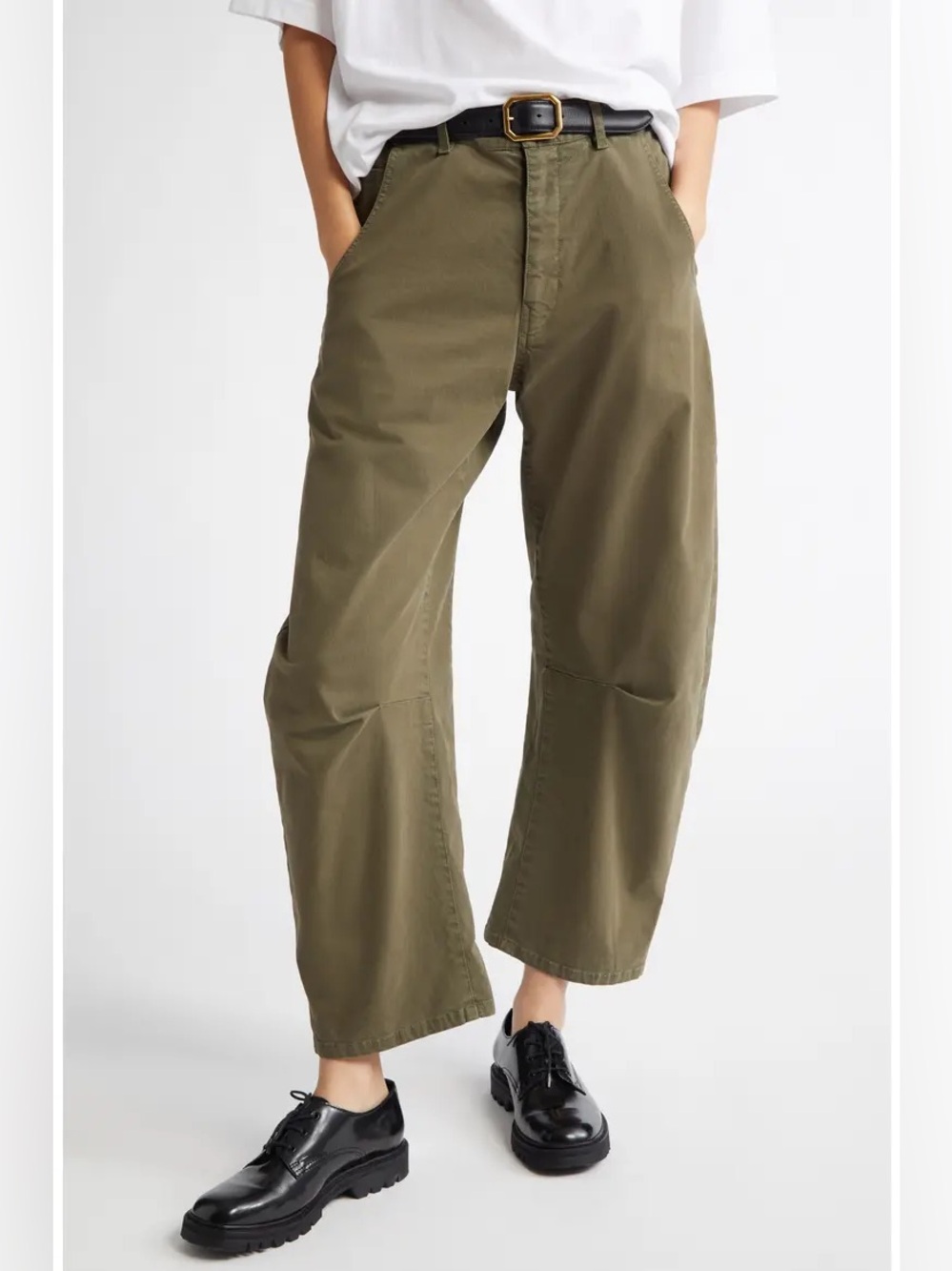 Nili Lotan 10 Emerson Pants Green Barrel Leg